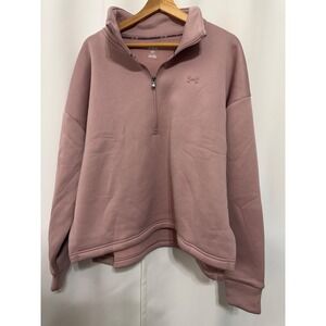Under Armour Womens XL Mauve Pink Fleece Quarter Zip Sweatshirt Loose Fit NWT
